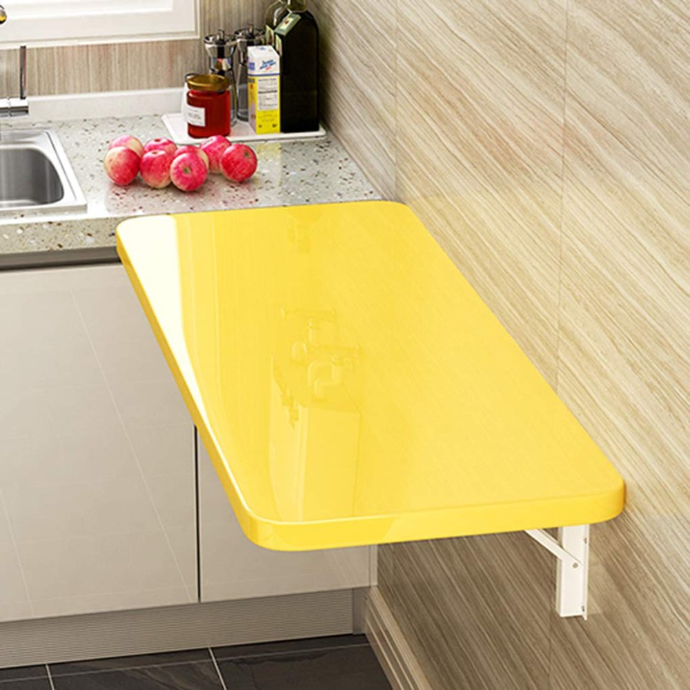 Wall Mounted Drop-Leaf Table - Folding Wall Table - Computer Kitchen Dining Desk, Bright Piano Paint with Brackets