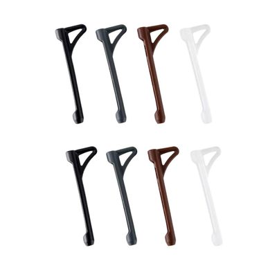 EXCEART 4pairs Silicone Slip Eyeglasses Leg Sleeves Comfortable and Replacement for Daily Use Black White Brown Grey