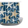 Amagical Beige Starfish on Blue Background Sea Stars Pattern 4 Piece Bathroom Mat Set Shower Curtain Set Bath Mat Contour Mat Toilet Cover Shower Curtain with 12 Hooks view 2