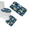 Amagical Beige Starfish on Blue Background Sea Stars Pattern 4 Piece Bathroom Mat Set Shower Curtain Set Bath Mat Contour Mat Toilet Cover Shower Curtain with 12 Hooks view 3