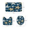 Amagical Beige Starfish on Blue Background Sea Stars Pattern 4 Piece Bathroom Mat Set Shower Curtain Set Bath Mat Contour Mat Toilet Cover Shower Curtain with 12 Hooks view 4