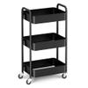 CAXXA 3-Tier Rolling Metal Storage Organizer - Mobile Utility Cart, Kitchen Cart with Caster Wheels (Black) view 1