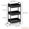 CAXXA 3-Tier Rolling Metal Storage Organizer - Mobile Utility Cart, Kitchen Cart with Caster Wheels (Black) view 2