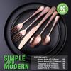 Copper/Rose Gold Silverware Set, OGORI 40-Piece Stainless Steel Flatware Set, Kitchen Utensil Set Service for 8, Mirror Polished Tableware Cutlery Set for Home and Restaurant, Dishwasher Safe view 2