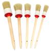 Wakauto 5pcs Pig Hair Auto Detailing Brush for Car Care Soft Bristle Round Head Cleaning Brush for Wheels Air Vents and Interior White Bristle view 1