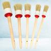 Wakauto 5pcs Pig Hair Auto Detailing Brush for Car Care Soft Bristle Round Head Cleaning Brush for Wheels Air Vents and Interior White Bristle view 3