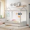 MERITLINE Twin House Bed for Kids with Trundle, Twin Size Bed Frame, House Daybed, No Box Spring Needed, White view 4