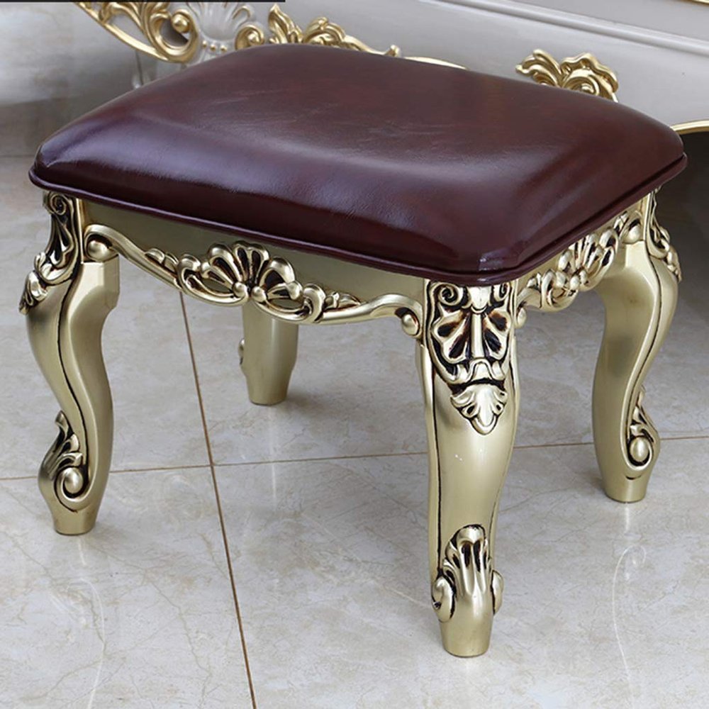 Square Vanity Stool, European Makeup Dressing Stool, Padded Bench with ABS Plastic Steel Legs, for Bedroom Living Room Capacity 150KG/330lb