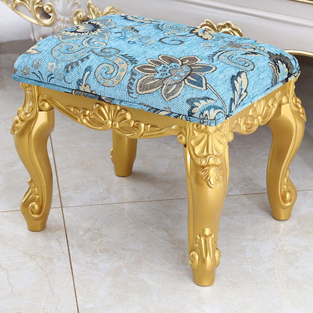 Square Vanity Stool, European Makeup Dressing Stool, Padded Bench with ABS Plastic Steel Legs, for Bedroom Living Room Capacity 150KG/330lb