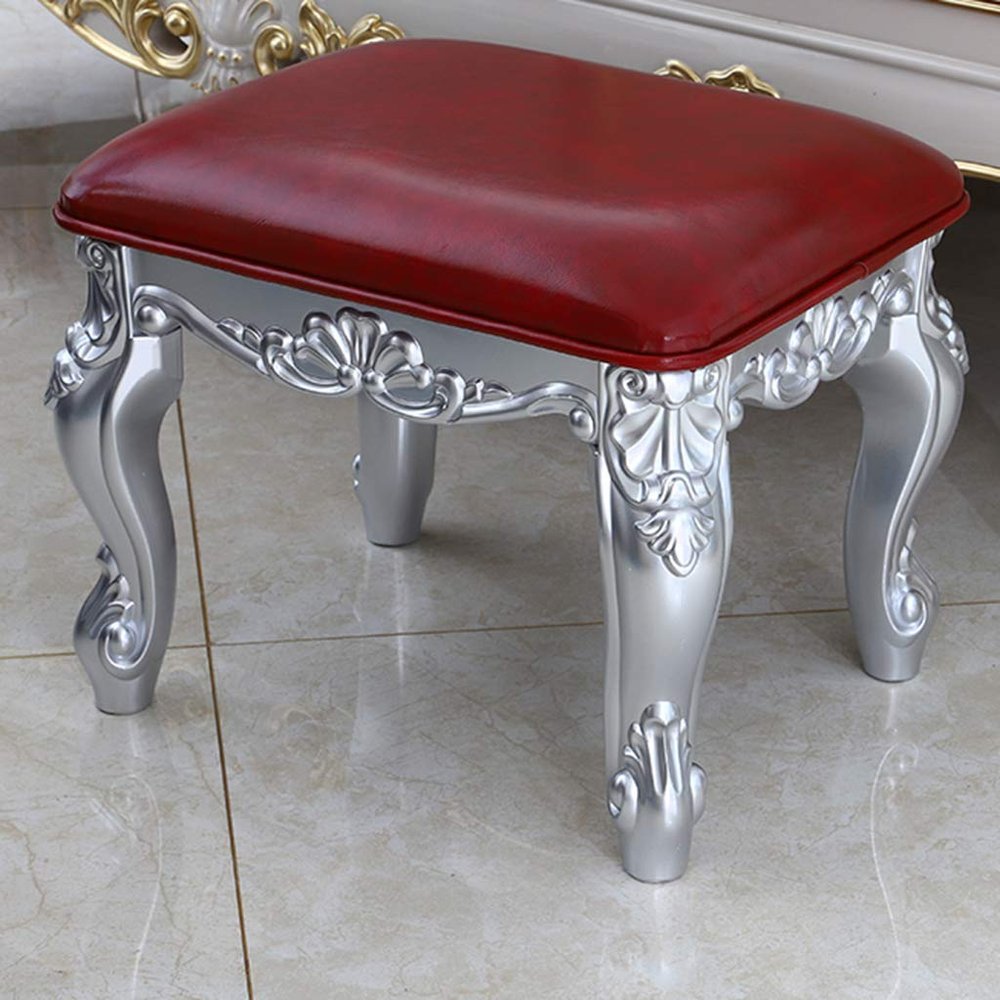 Square Vanity Stool, European Makeup Dressing Stool, Padded Bench with ABS Plastic Steel Legs, for Bedroom Living Room Capacity 150KG/330lb