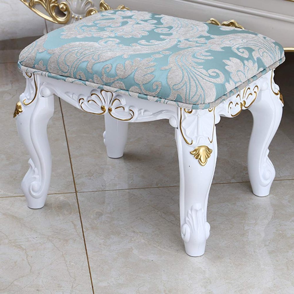 Square Vanity Stool, European Makeup Dressing Stool, Padded Bench with ABS Plastic Steel Legs, for Bedroom Living Room Capacity 150KG/330lb