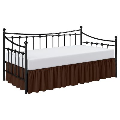 Cottington Lane Daybed Skirt with Split Corners Twin Size Gather Dust Ruffle Bedskirt 10 Inch Drop, Premium Hotel Quality Brushed Microfiber, Classic Platform Fit, Chocolate