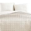 Benjara 3 Piece Queen Size Coverlet Set with Stitched Square Pattern, Cream view 2