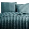 Benjara 3 Piece Crinkle King Coverlet Set with Vertical Stitching, Blue view 3