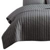 Benjara 3 Piece Crinkles Queen Size Coverlet Set with Vertical Stitching, Gray view 2