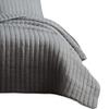 Benjara 3 Piece Crinkles Queen Size Coverlet Set with Vertical Stitching, Gray view 3