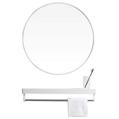 15.7'' - 27.6'' Circle Decorative Mirror Metal Framed HD Wall Mirror Bathroom Living Room Contemporary Accent Mirror with Wall Hanging Fixing Kit(White)