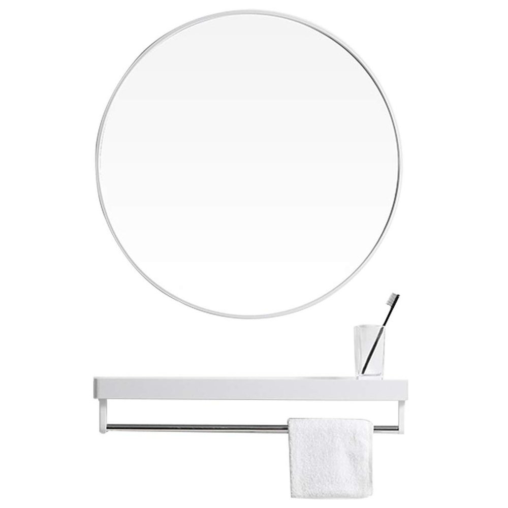 15.7'' - 27.6'' Circle Decorative Mirror Metal Framed HD Wall Mirror Bathroom Living Room Contemporary Accent Mirror with Wall Hanging Fixing Kit(White)