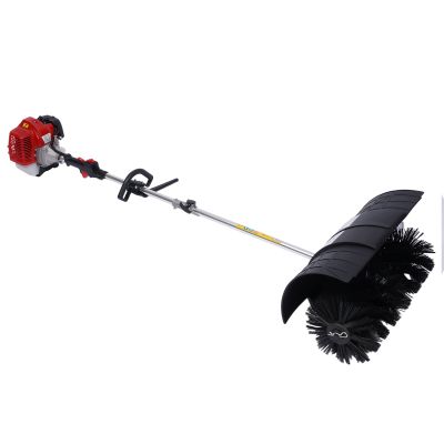 Gas Powered Sweeper Broom, Walk Behind Artificial Turf Sweeper Machine 2.3HP 2 Stroke 52cc Handheld Air Cooled EPA Snow Sweeper Cleaner for Artificial Grass Lawn Driveway
