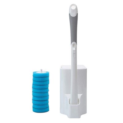 ampusanal Toilet Wand Kit, Disposable Head Cleaning Brush with 10 Disposable Refill Heads, Powerful Cleaning System Toilet Wand Kit, Strong Decontamination Brush for Toilet