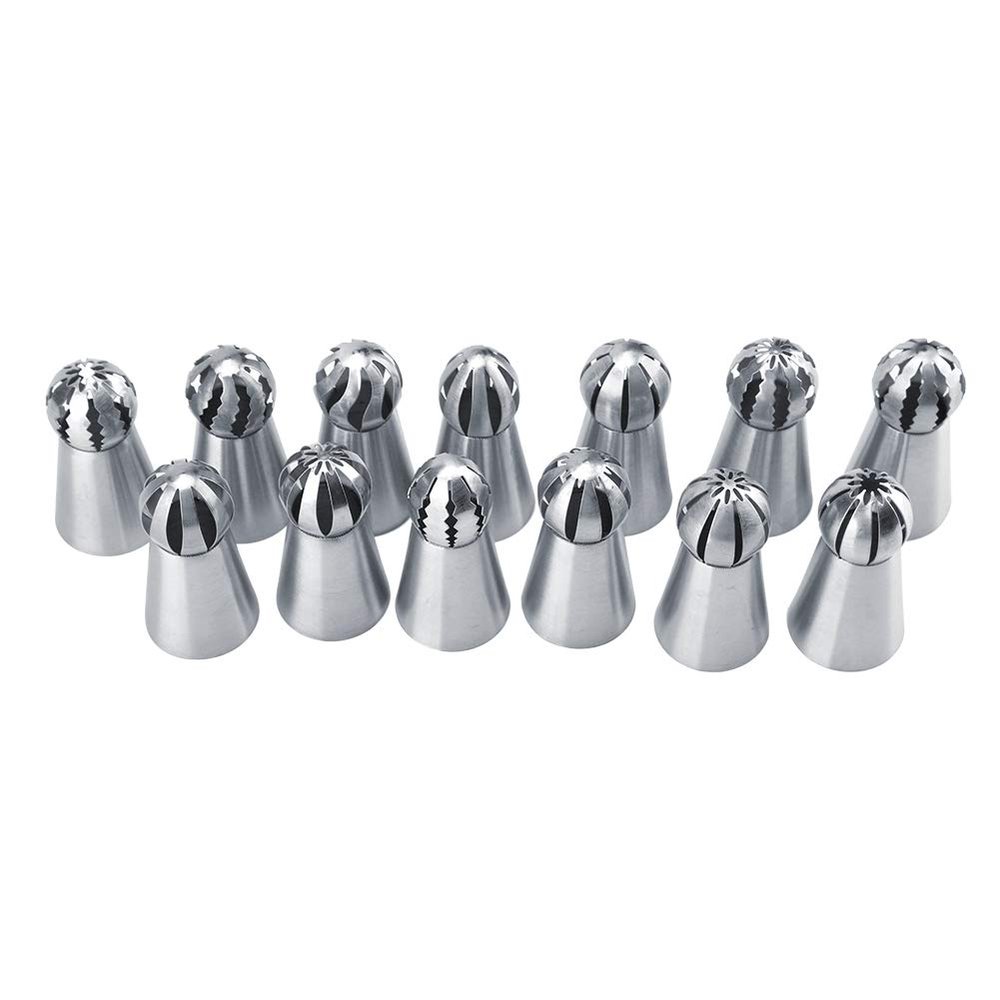 GOTOTOP Russian Piping Tips Set 13 Pcs Russian Icing Piping Nozzles Tips Pastry Cake Buttercream DIY Decor Baking Tool