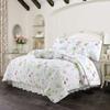 3 Piece Casual Gorgeous Lightweight Floral Quilt Set, All Season Beautiful Flowers Vines Botanical Leaf Pattern Reversible Farmhouse Bedding, French Country Vermicelli Stitched White Green Quilt King view 1