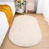 Goideal Fluffy Bedroom Rug, Small Oval Area Rugs, Cream Shag Bedside Carpet for Kids Room Nursery Dorm Cute Fuzzy Indoor Decor for Boy and Girl, 2.6 x 5.3 Feet view 1