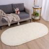 Goideal Fluffy Bedroom Rug, Small Oval Area Rugs, Cream Shag Bedside Carpet for Kids Room Nursery Dorm Cute Fuzzy Indoor Decor for Boy and Girl, 2.6 x 5.3 Feet view 2