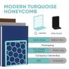 Turquoise Geometric Honeycomb Metal Bookends - Book Ends for Shelves - Decorative Modern Heavy Duty Bookend Stopper - Book Ends for Heavy Books - Home Office Book Holder - 1 Pair, 6x3.25x6.25 in view 4