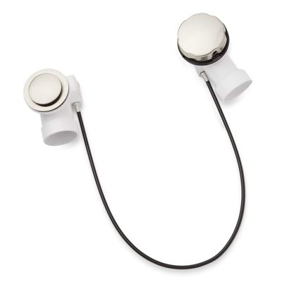 Signature Hardware 446729 PVC Cable Drain and Overflow for 17" - 22" Deep Alcove Tubs - Brushed Nickel