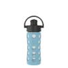 Lifefactory 12-Ounce Glass Water Bottle with Active Flip Cap and Protective Silicone Sleeve, Denim view 1
