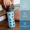 Lifefactory 12-Ounce Glass Water Bottle with Active Flip Cap and Protective Silicone Sleeve, Denim view 2
