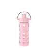 Lifefactory 12-Ounce Glass Water Bottle with Active Flip Cap and Protective Silicone Sleeve, Desert Rose view 1