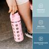 Lifefactory 12-Ounce Glass Water Bottle with Active Flip Cap and Protective Silicone Sleeve, Desert Rose view 2