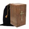 Touch4me Handcrafted Cremation Urn for Ashes, Adult Urn, Affordable and Elegant Wooden Urn with Free Velvet Bag (Cross) view 3