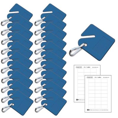 Lucky Line Square Slotted Cabinet Key Tag with Hooks and Labels, 20 Pack (2663020), Blue