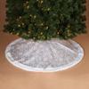 Gerson Glitter Print on Sheer Organza Christmas Tree Skirt with Faux Fur Border 48 Inch view 1