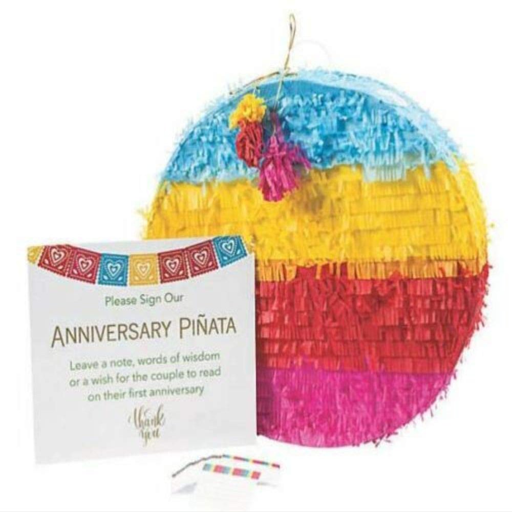 Colorful Anniversary Pinata with Sign Fun Wedding Guest Book Alternative