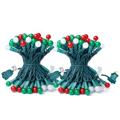 BOHON Christmas Lights 2 Pack 24FT 70 LED G15 Red White and Green Globe Christmas String Lights Plug in with Pearlized Bulbs Green Wire for Outdoor Indoor Patio Xmas Tree Garland Decor