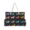 ALAZA Black Dachshund Puppy Animal Dog Tote Bag Beach Large Bag Rope Handles for Shopping Groceries Travel Outdoors view 4