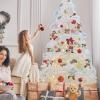 BDL 8FT White Christmas Tree Premium Hinged Artificial Pine Tree with Solid Metal Stand,1500Tips view 3