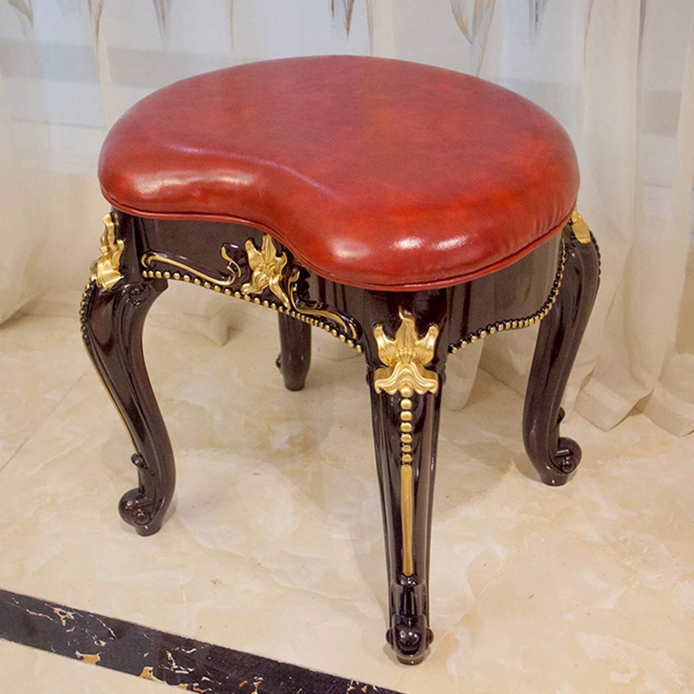 Bedroom Dressing Table Stool Makeup Vanity Stool Baroque Piano Chair Padded Bench Chair with ABS Plastic Steel Legs