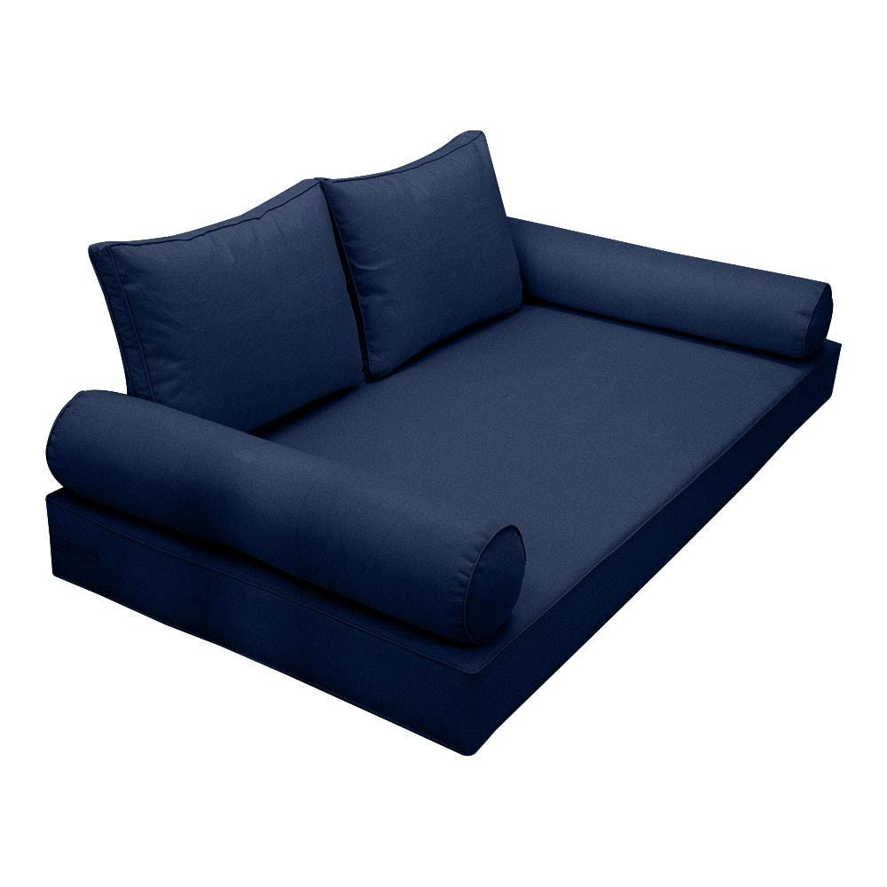 Prolinemax |SLIPCOVER ONLY|S1 Outdoor Daybed Mattress Bolster Backrest Cushion Covers Piped Trim Twin AD101