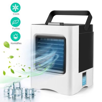 Filttinoy Portable Small Water-Cooled Air Conditioner, with Adjustable Windshield, USB Rechargeable Wearable Mini Water Cooling Air Conditioner Fan for Home Office Outdoor (White)