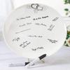 Round Silver Heart Guest Signing Plate + 2 Pens Wedding Guest Book Alternative view 1
