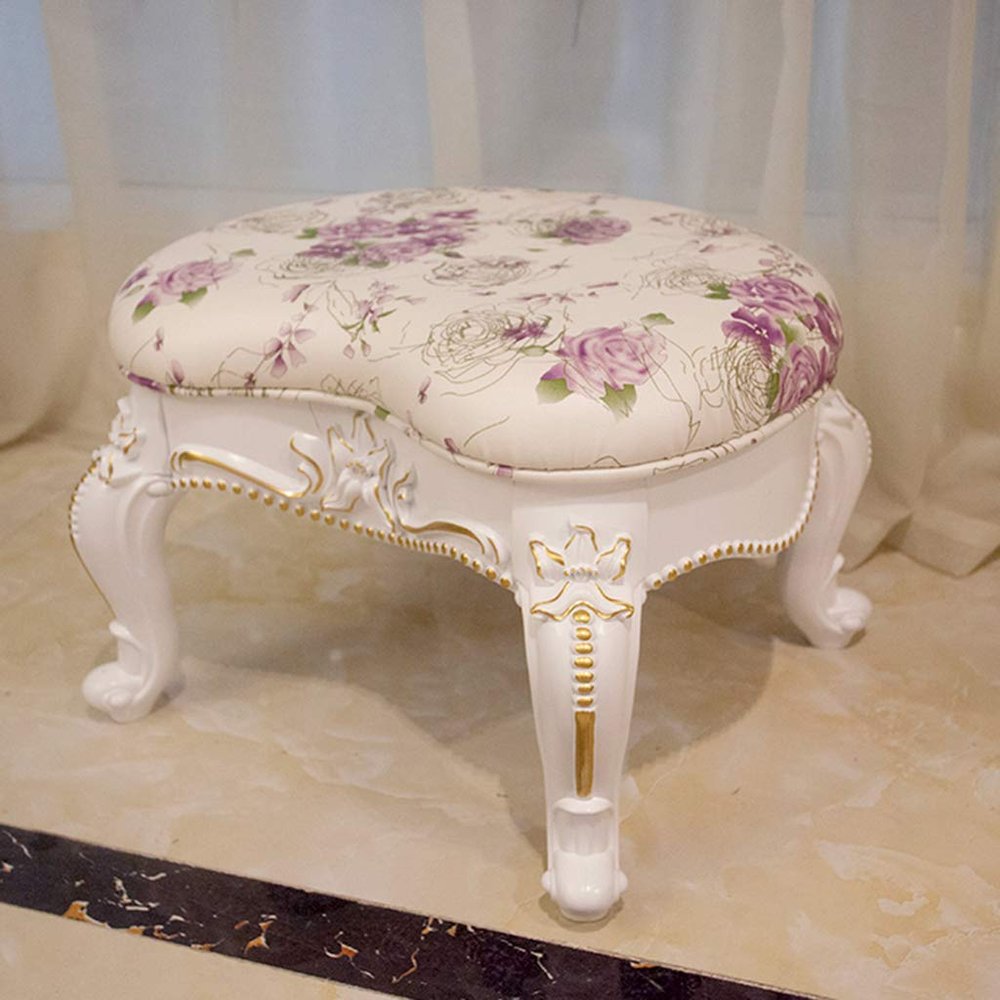 Bedroom Dressing Table Stool Makeup Vanity Stool Baroque Piano Chair Padded Bench Chair with ABS Plastic Steel Legs
