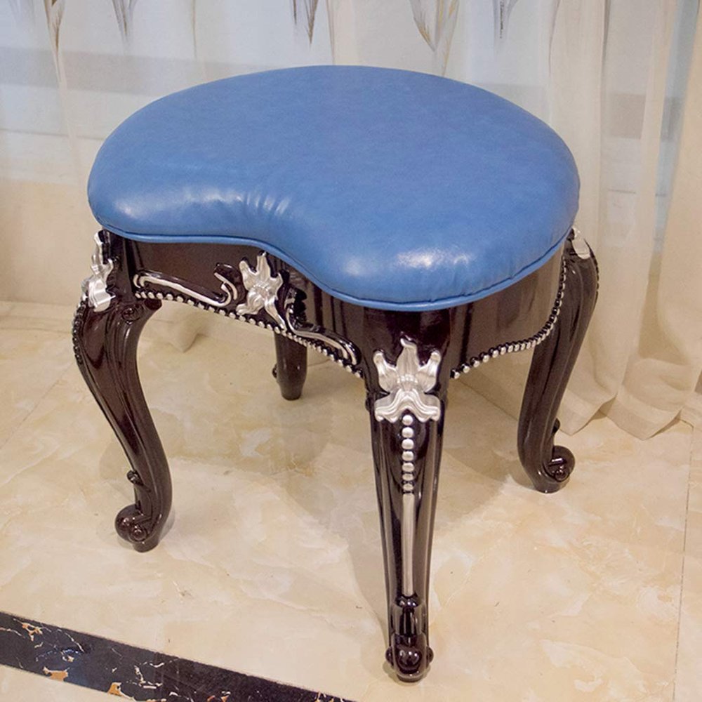 Bedroom Dressing Table Stool Makeup Vanity Stool Baroque Piano Chair Padded Bench Chair with ABS Plastic Steel Legs