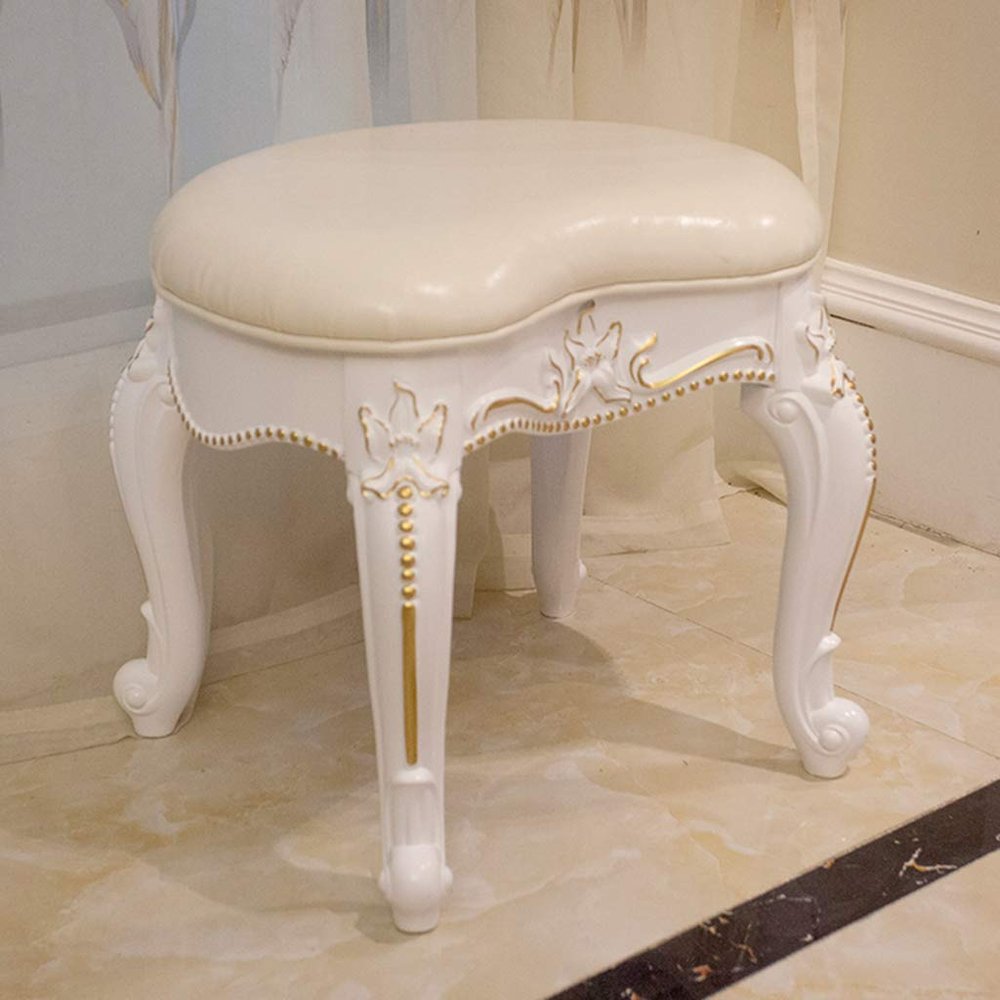 Bedroom Dressing Table Stool Makeup Vanity Stool Baroque Piano Chair Padded Bench Chair with ABS Plastic Steel Legs