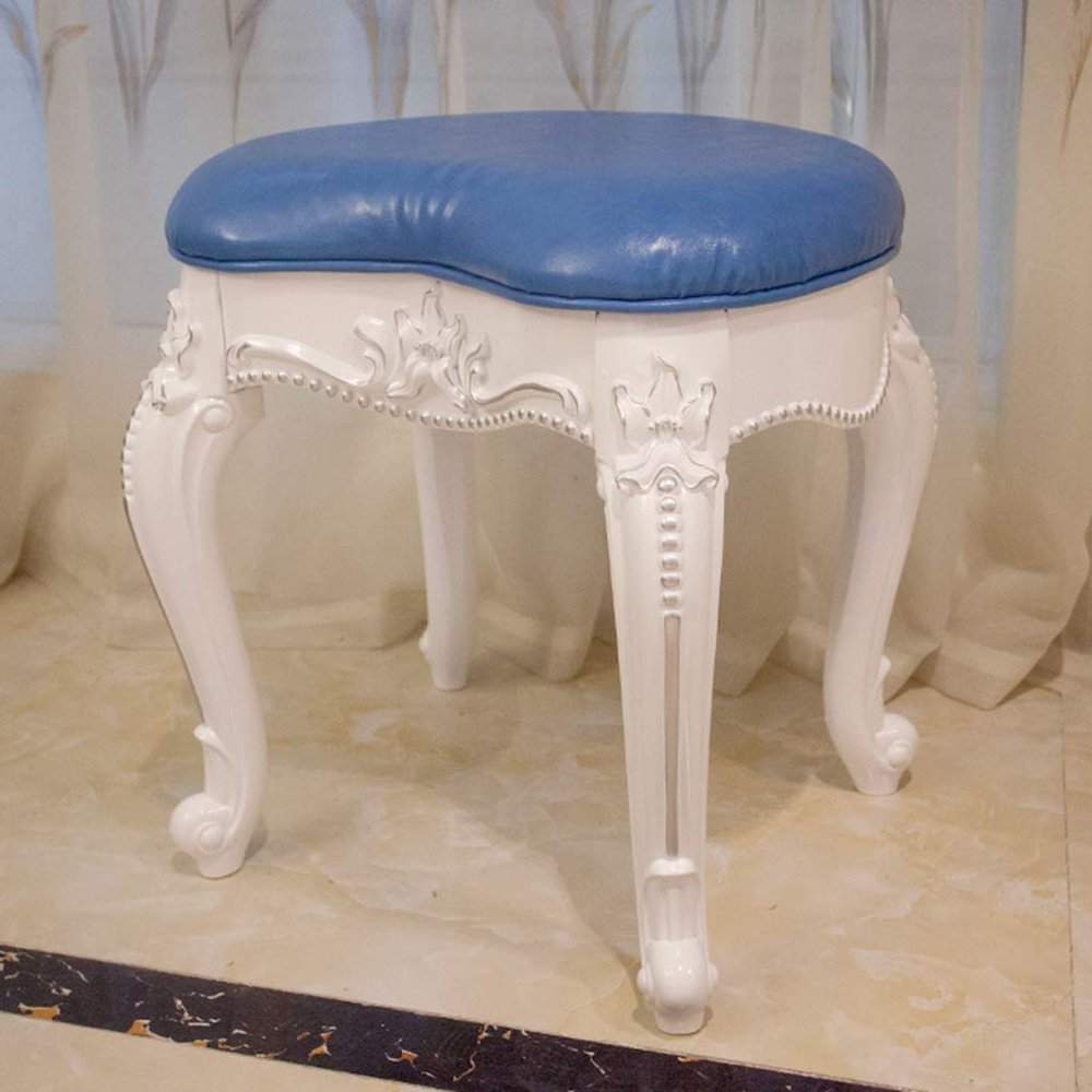 Bedroom Dressing Table Stool Makeup Vanity Stool Baroque Piano Chair Padded Bench Chair with ABS Plastic Steel Legs