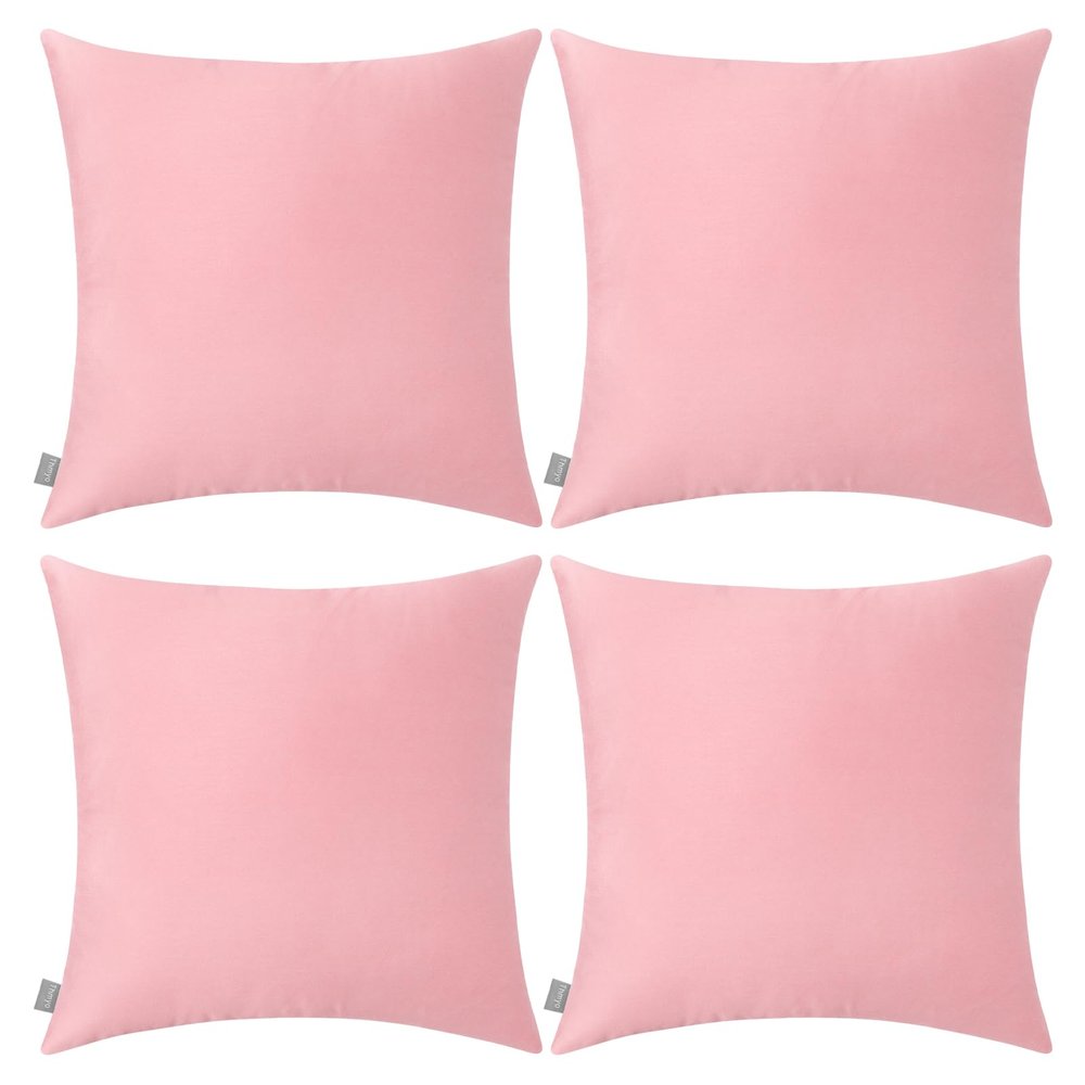 4-Pack 100% Cotton Comfortable Solid Decorative Throw Pillow Case,Thmyo Square Cushion Cover Pillowcase Sublimation Blank Pillow Covers DIY Throw Pillowcase for Couch Sofa(16x16 inch/ 40x40cm,Pink 2)